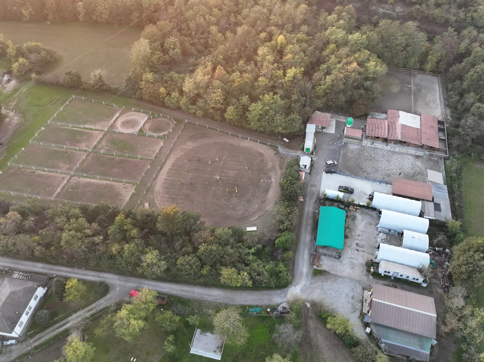 Drone view of the riding centre’s arenas