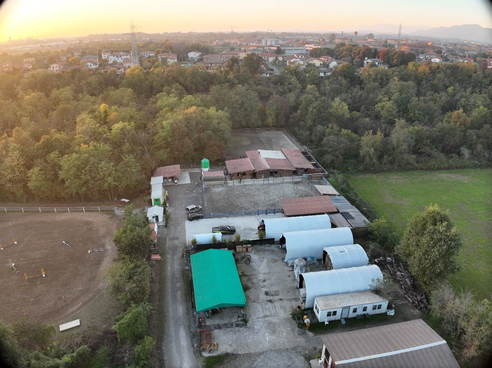 The stables of El Vachero Riding Centre seen from above